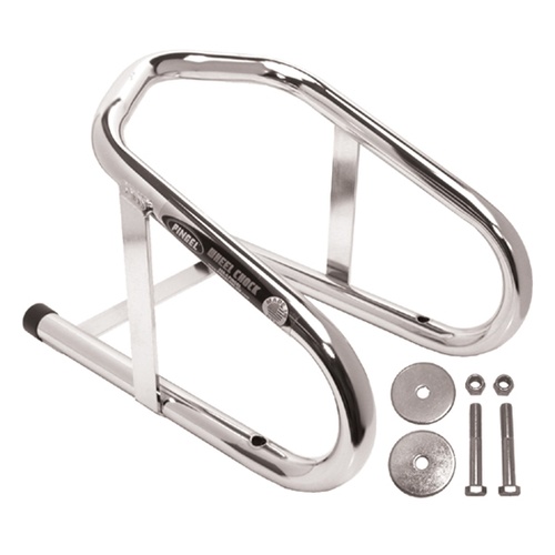 MIDUSA Wheel Chock, Permanent, Chrome Plated Fits Up To 6 1/2 in. Wide Tire Includes Mounting Hardware MFG# Wc65H, Kit
