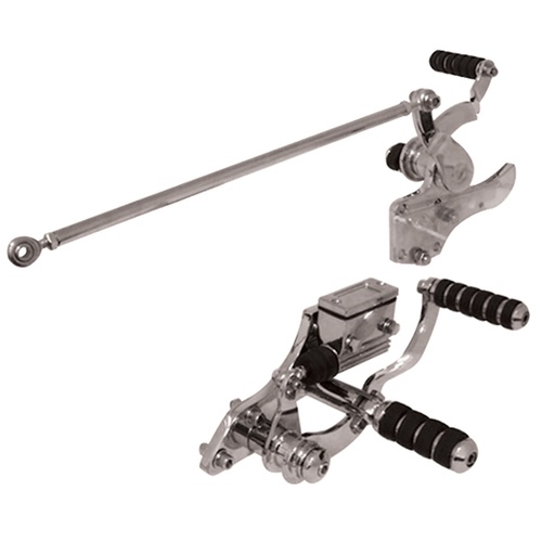 MIDUSA Steel Forward Controls, Chrome FL, FX 36/84 Softail 84/99 With M/Cyl & Pegs +2 in. Extd, Kit