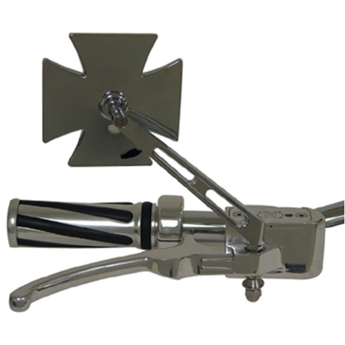 MIDUSA Mirror, Maltese Cross Die Cast All OE Mount Rh/Lh 4 in. X4 in. Plastic Face 6 in. Double Slotted Stem Cp
