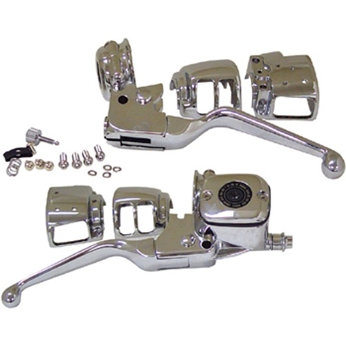 MIDUSA Handlebar Control Kit Complete, Low Profile, Chrome Plated Switches & Housings