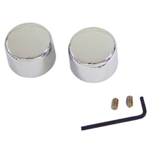 MIDUSA Axle Nut Cover Kit, Front, Chrome Plated Touring Models 08/Later, Softail 07/Later, Dyna 08/Later, V-Rod 02/L