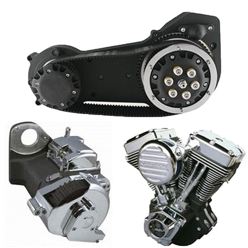 Ultima Engine Drive Line Kit For harley Black N Chrome 127” Engine, 2” Blk Belt Drive, 6 Speed RSD Transmission Blk “cable Type”