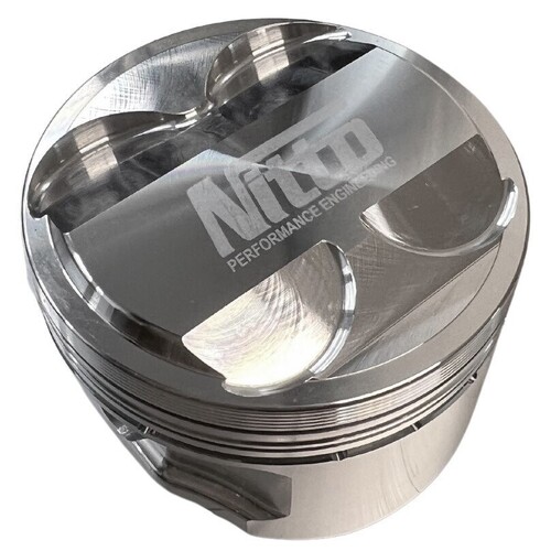 Nitto Pistons for Nissan RB25 NEO, Standard Stroke, 86.5MM (+.020"), +7cc Dome, Heavy Duty Forging, set