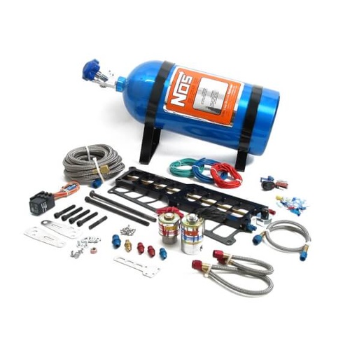 NOS Nitrous System, Big Shot Plate Kit for 1986-1995 For Ford 5.0L with Holley SysteMAX intake manifold, inc blue 10lb bottle