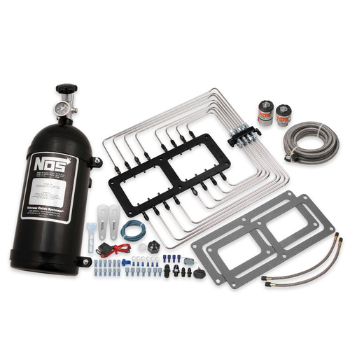 NOS Nitrous System, S/C Wet System (6/71 & 8/71)blk injector plate, blk 10lb bottle