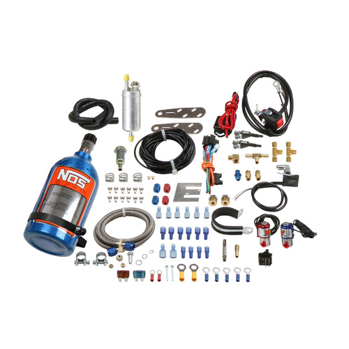 NOS Nitrous System, V-Twin 4-stroke Wet Fogger Kit, 2lb blue bottle
