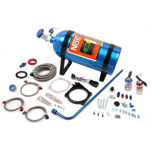 NOS Nitrous System, Wet Plate Kit suit 1997-2012 GM LS 90/92mm 4-Bolt Cable TB, 250HP, blue 10lb bottle