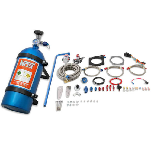 NOS Nitrous System, Wet Plate Kit suit 1997-2012 GM LS 90mm or 92mm 4-Bolt Drive-By-Wire TB, 250HP, blue 10lb bottle