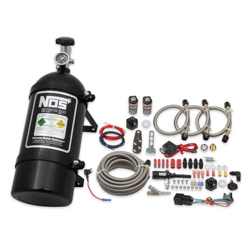NOS Nitrous System, Single Fogger Wet Kit, 2011-2017 3.7L V6 and 5.0L V8 Mustang, blk 10lb bottle