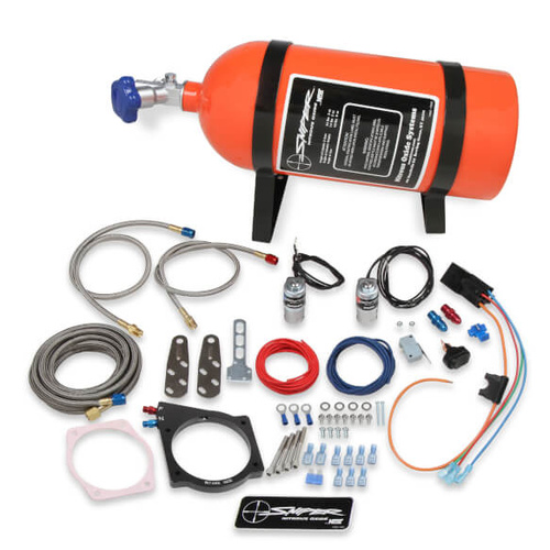 NOS Nitrous System, Sniper Wet Plate Kit, 1997-2012 GM LS 102/105mm 4-Bolt TB, orange 10lb bottle