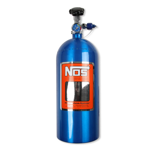 NOS 10 lb Nitrous Bottle w/ Blue Finish & Super Hi Flo Valve - Includes Racer Safety Blow-Off