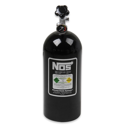NOS 10 lb Nitrous Bottle w/ Black Finish & Super Hi Flo Valve w/ Gauge