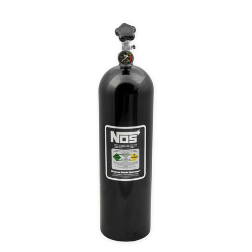 NOS 15 lb Nitrous Bottle w/ Black Finish & Super Hi Flo Valve w/ Gauge