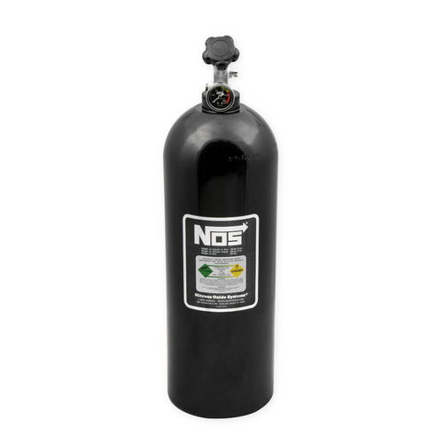NOS 20 lb Nitrous Bottle w/ Black Finish & Super Hi Flo Valve & Gauge