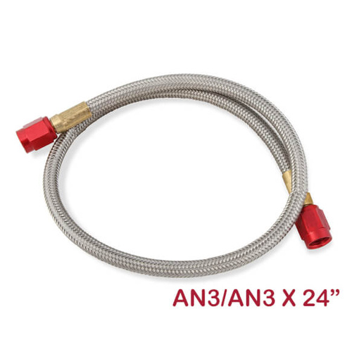 NOS Stainless Steel Braided Hose, -3AN, 24in., Red, Each