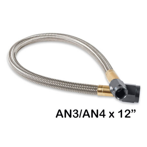 NOS Stainless Steel Braided Hose, -3AN/-4AN, 12in, Black, Each
