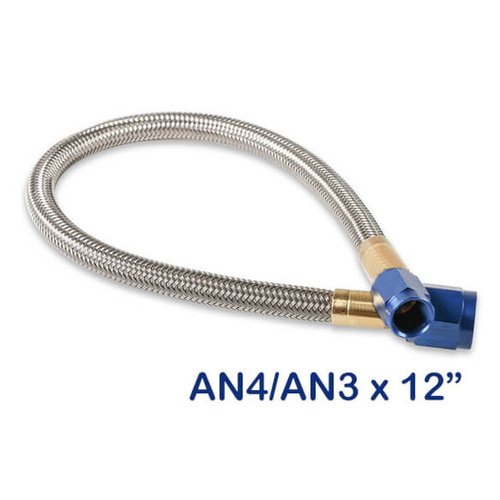 NOS Stainless Steel Braided Hose, -3AN/-4AN, 12in, Blue, Each