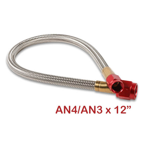 NOS Stainless Steel Braided Hose, -3AN/-4AN, 12in, Red, Each