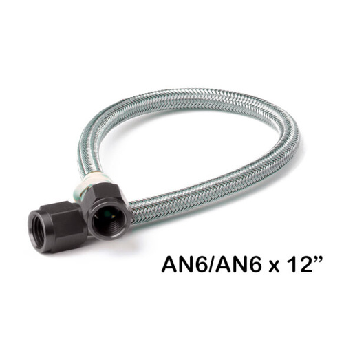 NOS Stainless Steel Braided Hose, -6AN, 12in, Black, Each