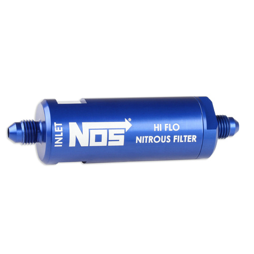 NOS High pressure nitrous filter, -4AN x -4AN in-line billet Aluminium (140 micron)