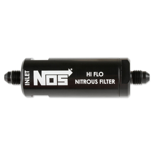 NOS High pressure nitrous filter, -4AN x -4AN in-line billet Aluminium (140 micron)