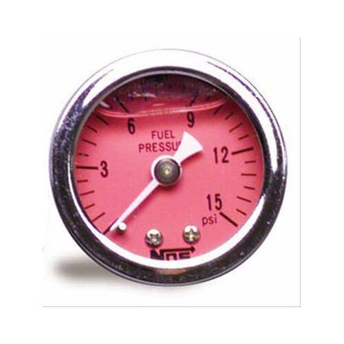 NOS GAUGE, FUEL 2-5/8 RED 0-15 PSI