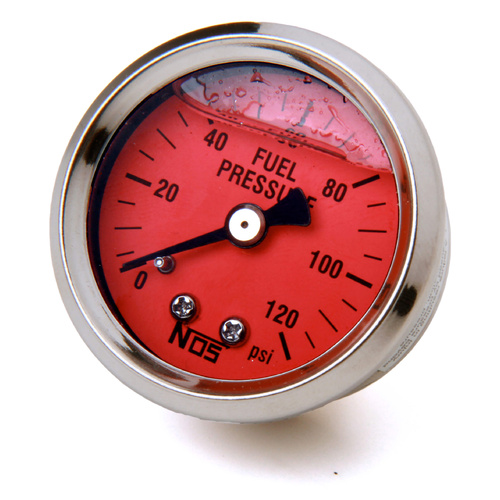 NOS Fuel Pressure Gauge, Glycerin-filled, 1.5in. diameter, 0-120psi