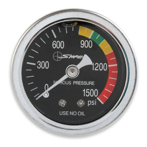 NOS Sniper Nitrous Gauge, Black, 1-1/2in, Liquid Filled, 0-1500psi