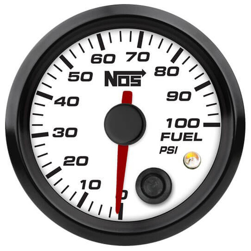 NOS Fuel Pressure Gauge, White, 2-2/16in. 0-100psi