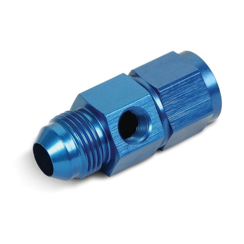 NOS Pressure Gauge Adaptor, Blue, 8AN Male to 8AN Female w/ 1/8in. NPT on side