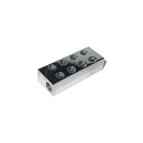 NOS Nitrous Distribution Block, 2 In 16 Out - 1/8in. NPT Siamese Block, Chrome, polished
