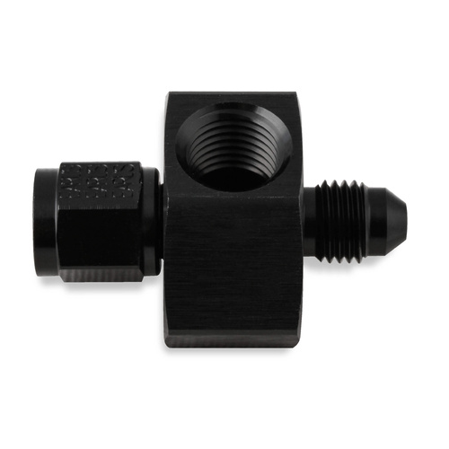 NOS Fuel Pressure Gauge Adaptor, -8 Male to -8 Female 1/4in. NPT, Black