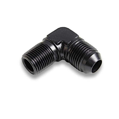 NOS Fitting, 90 Degree, 3 AN Male to 1/8 NPT Male, Anodized Black, 2024 Aluminum, Each