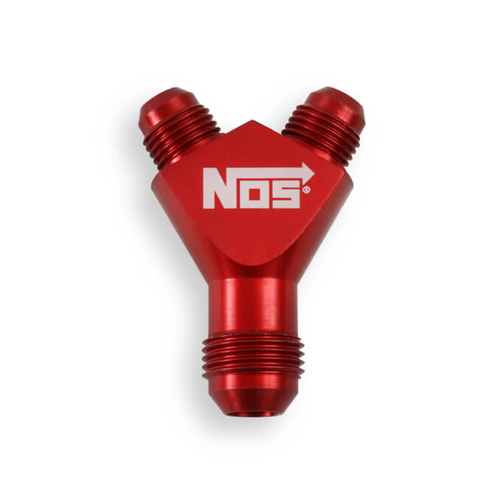 NOS Y-Block Adaptor, 6AN x2, 8AN x1, Forged, Red