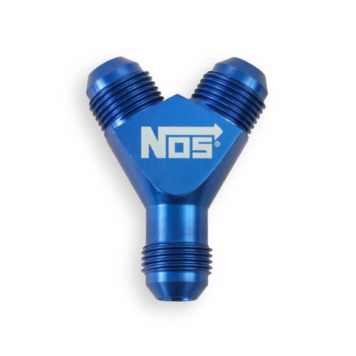 NOS Y-Block Adaptor, 8AN x3, Forged, Blue