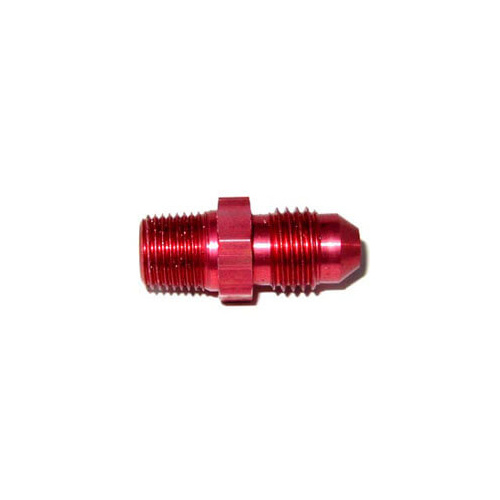 NOS Fitting, Straight, 4 AN Male to 1/8 NPT Male, Anodized Red, 6061 Aluminum, Each