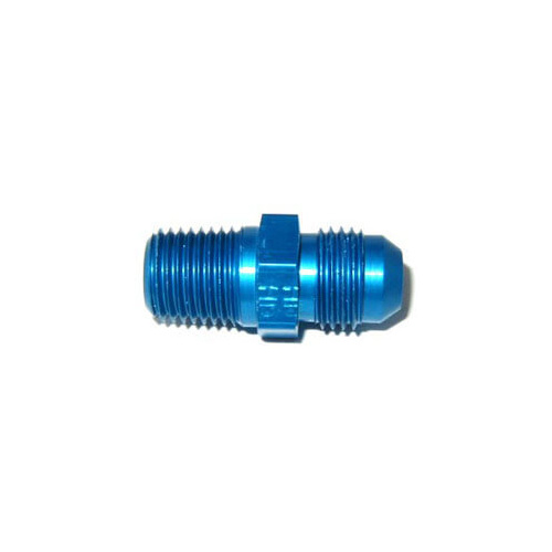 NOS Fitting, Straight, 6 AN Male to 1/4 NPT Male, Anodized Blue, 6061 Aluminum, Each