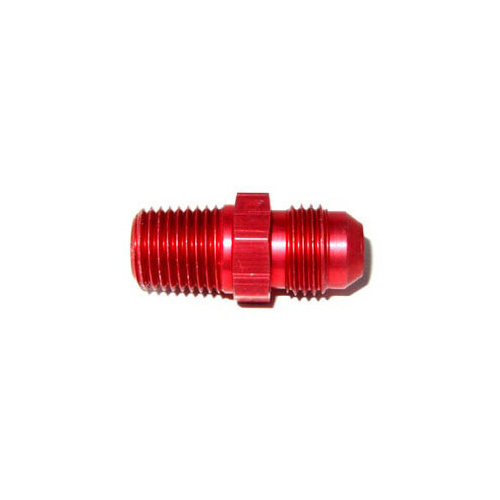 NOS Fitting, Straight, 6 AN Male to 1/4 NPT Male, Anodized Red, 6061 Aluminum, Each
