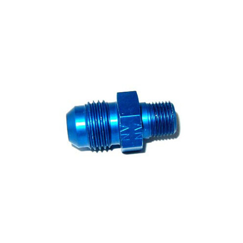 NOS Fitting, Straight, 6 AN Male to 1/8 NPT Male, Anodized Blue, 6061 Aluminum, Each