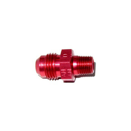 NOS Fitting, Straight, 6 AN Male to 1/8 NPT Male, Anodized Red, 6061 Aluminum, Each