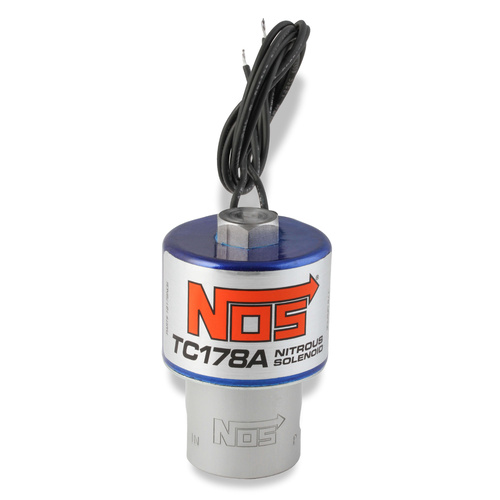 NOS TC178 High flow nitrous solenoid with a 0.178in. outlet orifice and Aluminium base, blue
