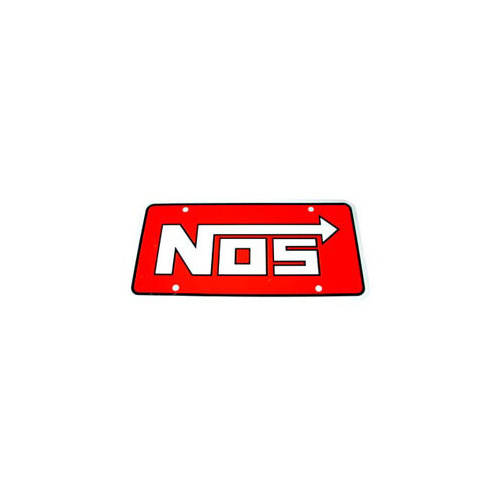 NOS License Plate, Plastic, Orange with White NOS Logo, 12 in. Length, 5 in. Height, Each