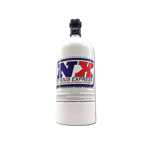 Nitrous Express Nitrous Bottle, 5 lbs, Aluminum, 5.25 Dia. x 17.64 Tall, White, Each