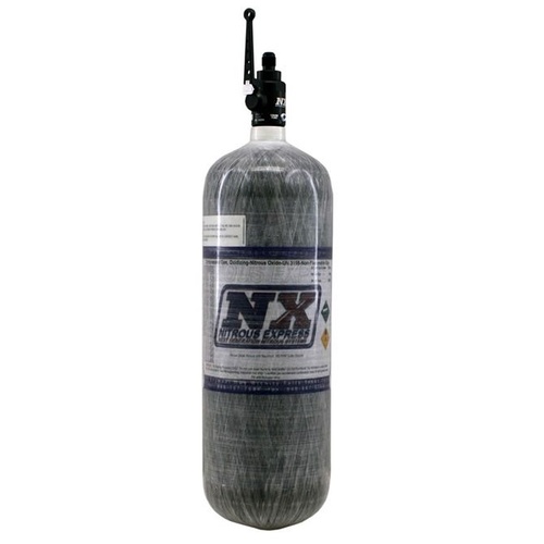 Nitrous Express Nitrous Bottle, 12 lbs, Carbon Fiber, w/ Lightning Df-5 Valve, 6.79 Dia. x 23.25 Tall, Natural, Each