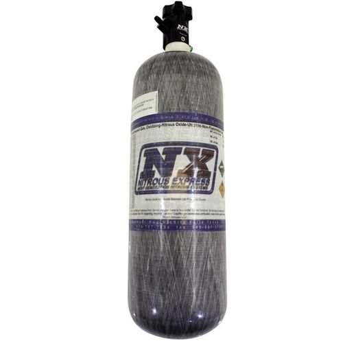 Nitrous Express Nitrous Bottle, 12 lbs., Carbon Fiber, w/ Lightning 500 Valve, 6.79 Dia. x 23.25 Tall, Natural, Each