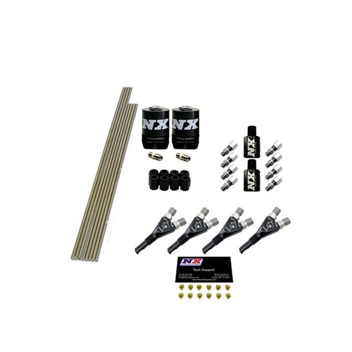 Nitrous Express Nitrous Plumbing Kit, 4 Cyl, Shark/Piranha, Plumb Kit w/ 2 Solenoids w/ 75 HP Jets w/ All Necessary Hardware