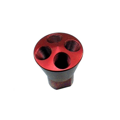 Nitrous Express Nitrous Distribution Block; Showerhead Nitrous Distributor Block; 4 Port; Red