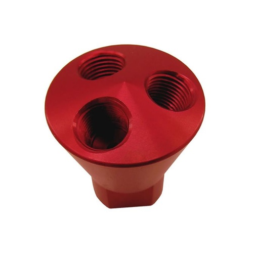 Nitrous Express Nitrous Distribution Block, Showerhead Nitrous Distributor Block, 3 Port, Red