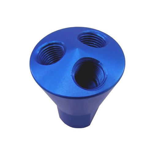 Nitrous Express Nitrous Distribution Block, Showerhead Nitrous Distributor Block, 3 Port, Blue