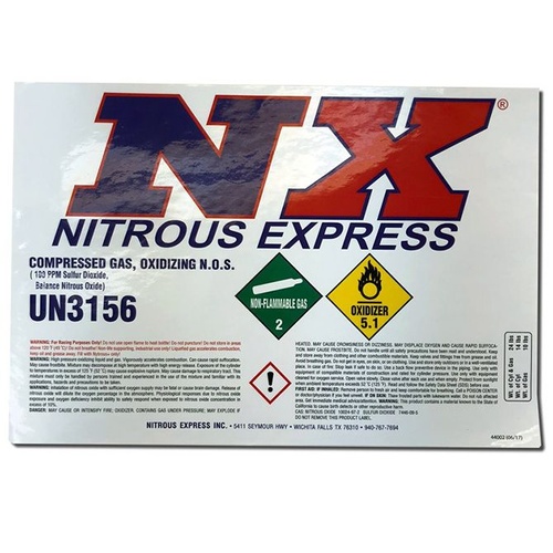 Nitrous Express Bottle Decal For 10Lb Bottle